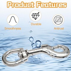 Litoexpe 2 Pcs 3.5 Inch Swivel Eye Bolt Snap Hooks, Heavy Duty 220Lbs Load Ca…