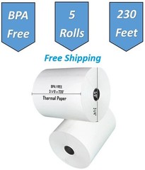 5 Rolls BPA-Free, Thermal Paper Rolls, 3-1/8″ x 230 ft, no dusting