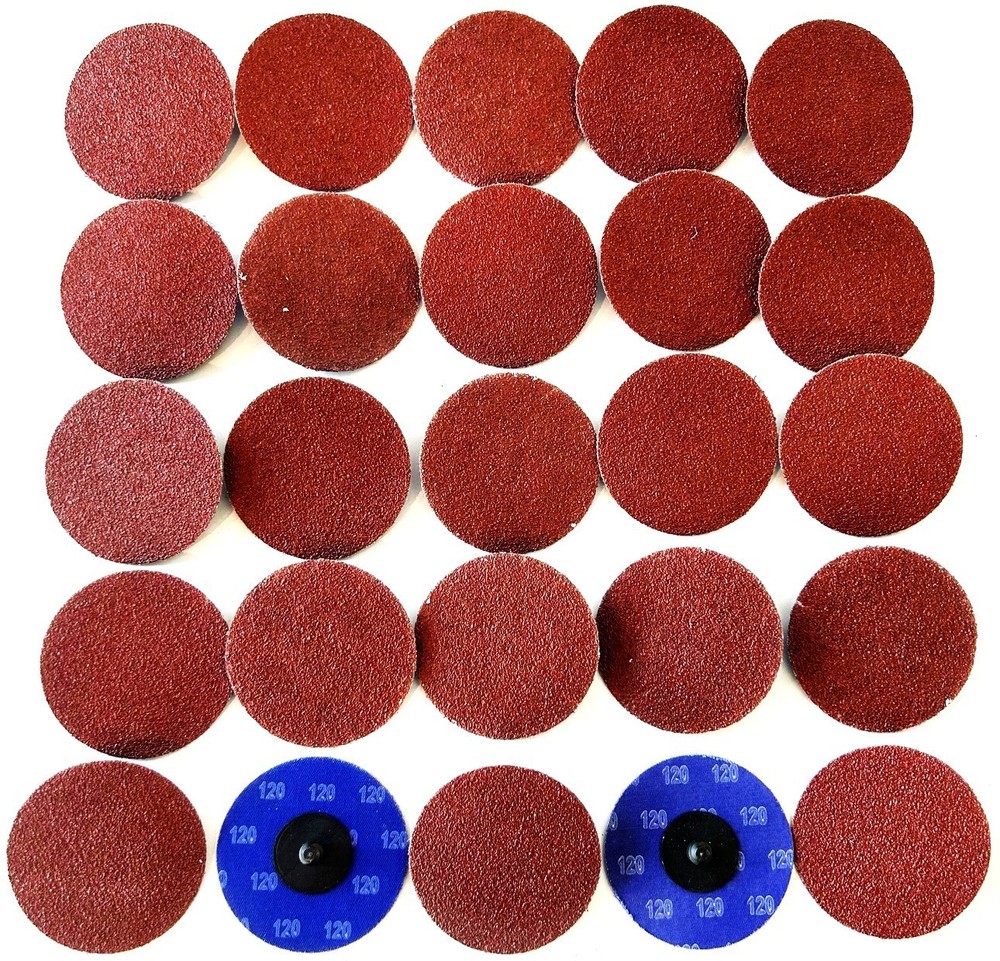 25 GOLIATH INDUSTRIAL 3″ ROLL LOCK TWIST ON QUICK CHANGE SANDING DISCS 120 GRIT