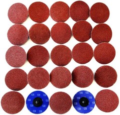 25 GOLIATH INDUSTRIAL 3″ ROLL LOCK TWIST ON QUICK CHANGE SANDING DISCS 120 GRIT