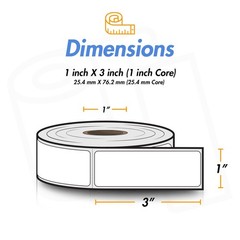 OfficeSmartLabels ZE1100300 [ 1″ x 3″ ] 1 Inch Core – 1 x 3 – 04 Rolls, White