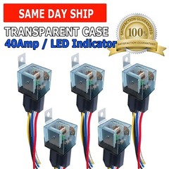 5PCS 12V Car Audio Relay Switch Harness 40 Amp Clear 14AWG Wire 5PIN SPST Relays
