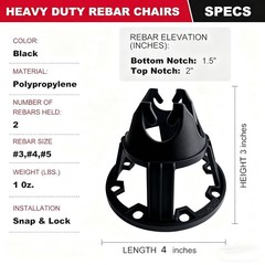 50 PCS Rebar Support Chairs Elevates 1.5/2 Inch For Rebar #3/#4/#5 Mesh