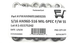 (100) 5/16 AN960-516 Mil-Spec Washers Stainless Steel AN960516 (100 Pieces)