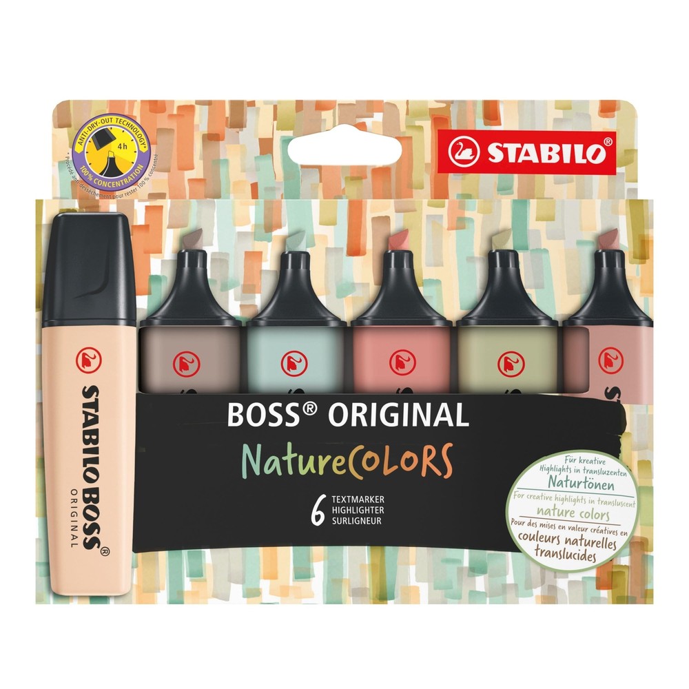 STABILO Highlighter BOSS ORIGINAL NatureCOLORS – Pack of 6 – Beige, Warm Grey…