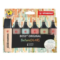 STABILO Highlighter BOSS ORIGINAL NatureCOLORS – Pack of 6 – Beige, Warm Grey…