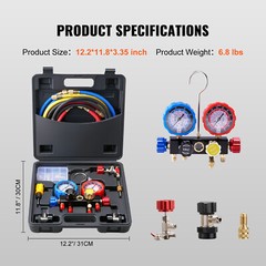 VEVOR AC Manifold Gauge Set 4-Way Fit R134A R12 R410A Refrigeration Charging