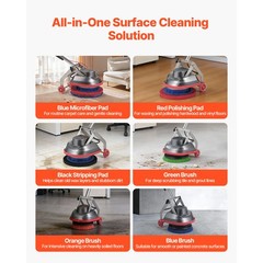 Uimoso Floor Scrubber Machine Cleaner with 3 Pads and Brushes for Polishing