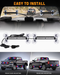 2 Pack 10.7 Inch Side Window Front/Rear Windshield Strobe Lights | 24 LED Warnin
