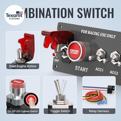 5 in 1 Ignition Switch Panel Boat Toggle Switch Panel DC 12V 30A Racing Switch P