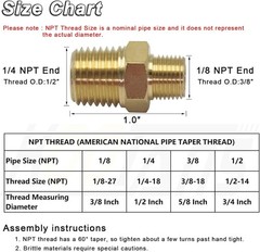 Heavy Brass Pipe Nipples 1/4 NPT x 1/8 NPT – Set of 4 Durable Connectors