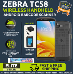 ✅Zebra TC58 Wireless Android Handheld 2D/1D/QR Barcode Reader 5G UNLOCKED!🔥⭐