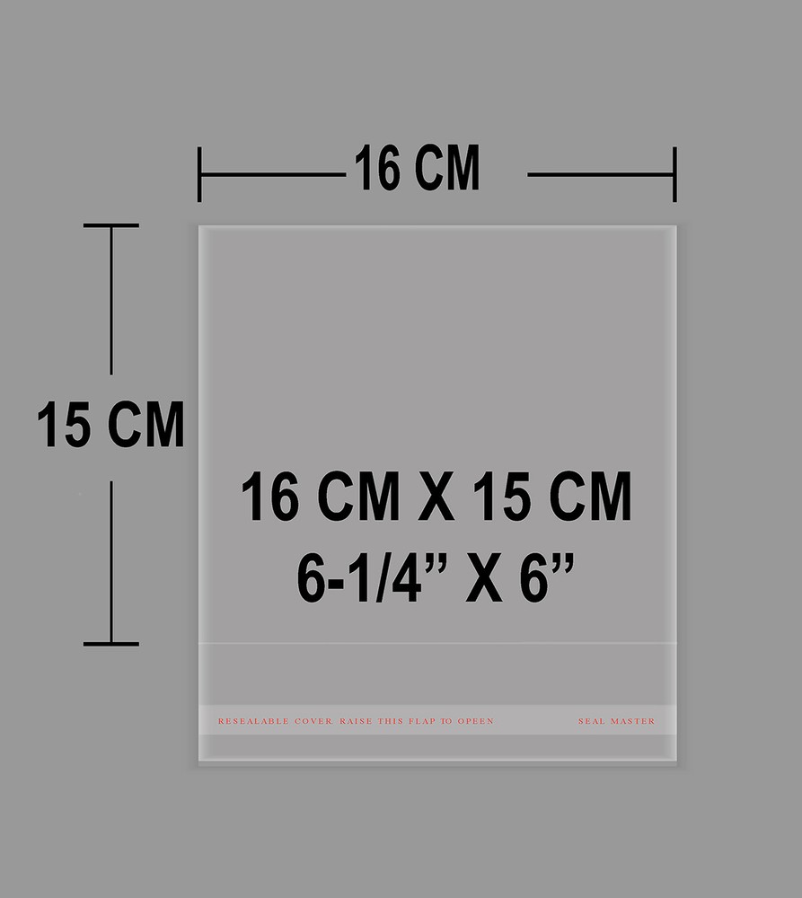 Clear Resealable Self Adhesive Seal Cello Lip Tape Plastic bags 6-1/4 x 6 inches