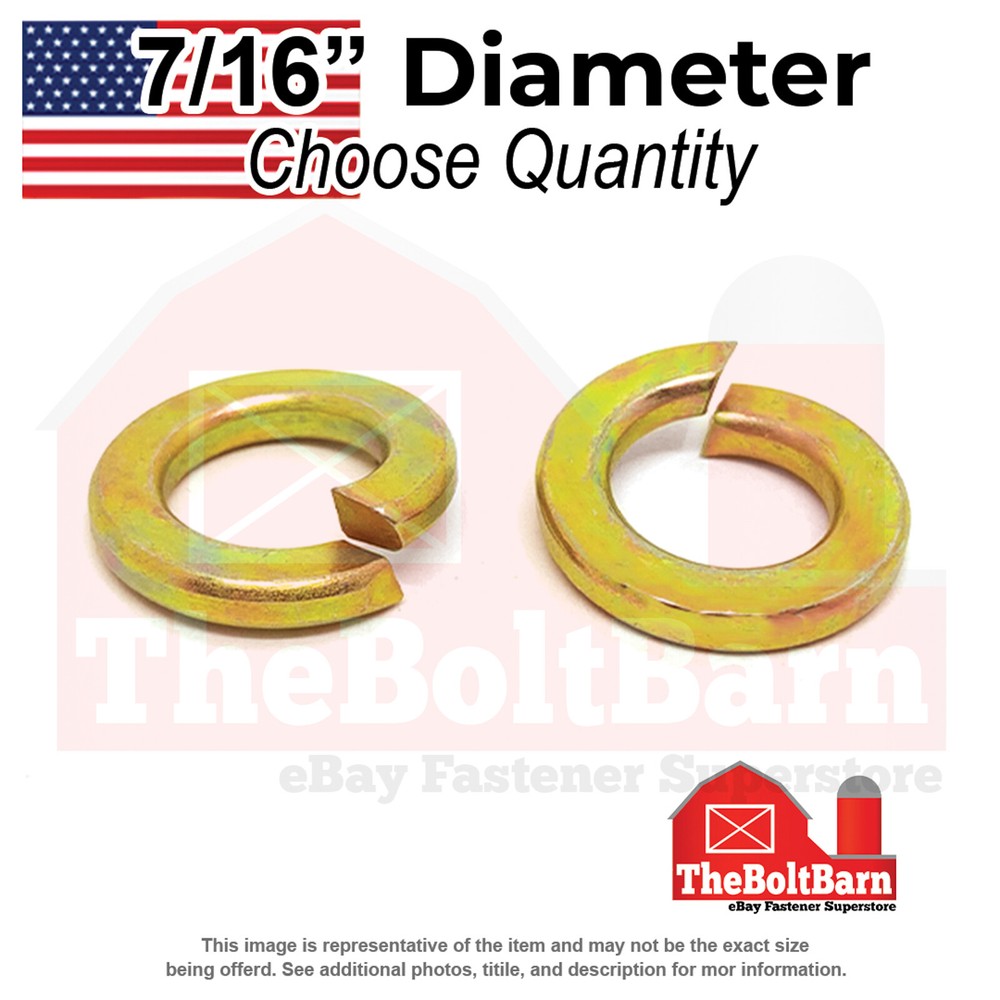7/16″ Grade 8 Split Lock Washers Zinc Yellow USA Made (Pick Quantity)