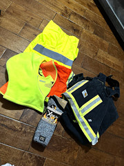 Hi-Vis Reflective Safety Apparel Lot L Yellow Hood, Orange/Black Vest