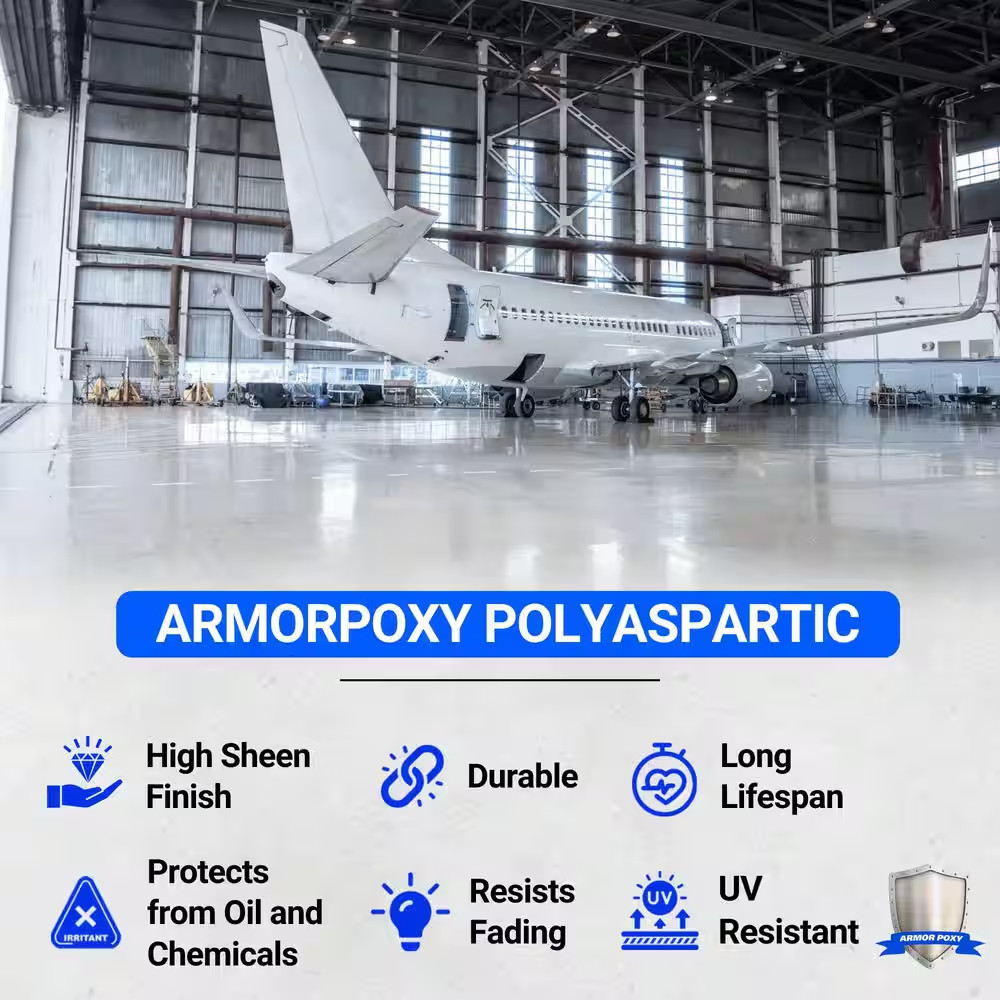 2 Gal. Clear Gloss 2 Part Epoxy Polyaspartic Interior/Exterior, Concrete Base…