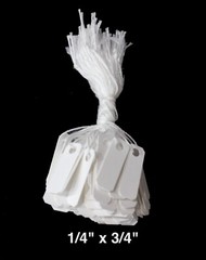 200 Blank White Merchandise Price String Tags Jewelry Retail Strung 1/4 x 3/4″