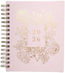 WORLD TRAVELER 2026 Planner Weekly & Monthly 7X8.75, White/Golden Peony