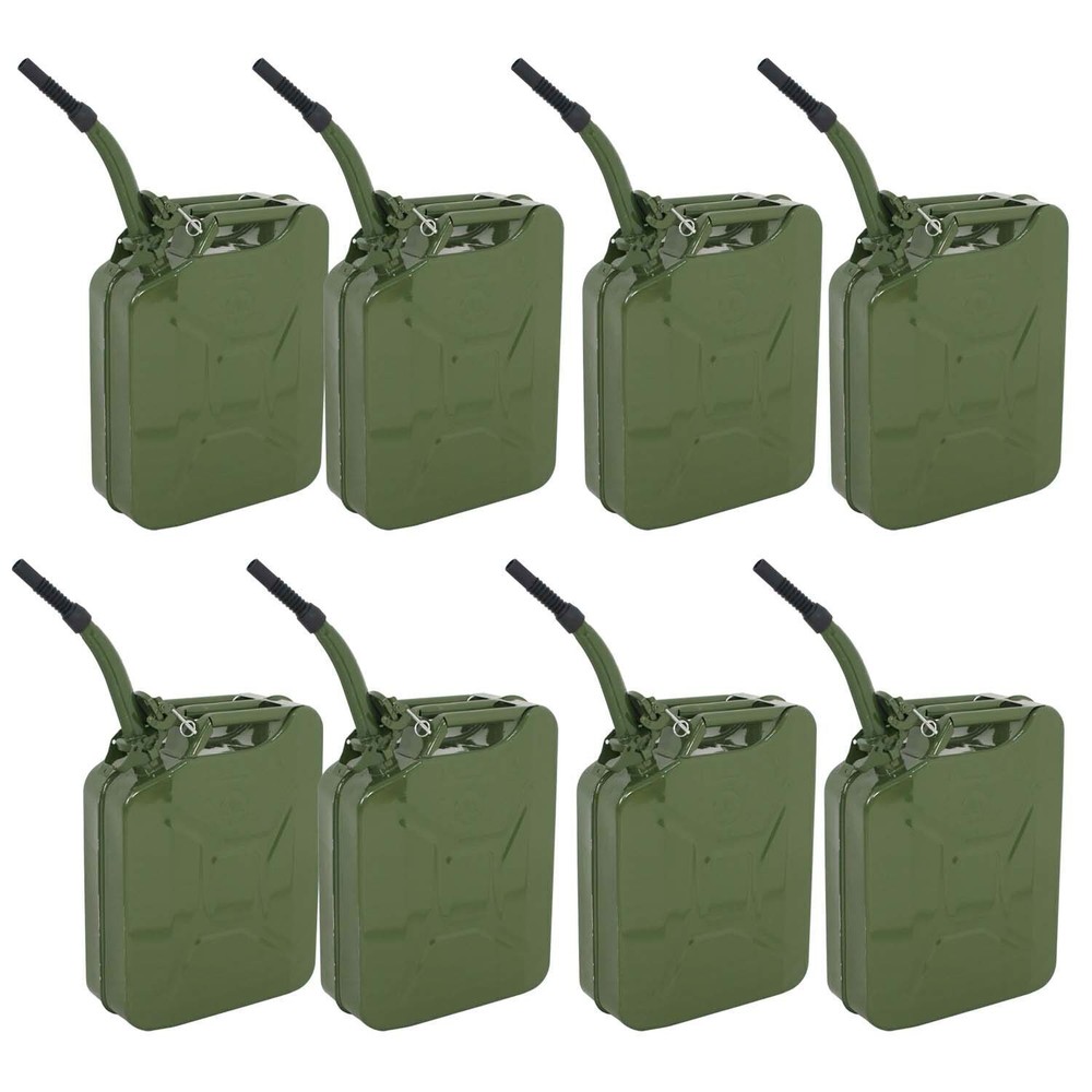 8 Pack 5 Gallon 20L Jerry Can Gas Gasoline Can with Smooth pouring Spout Green