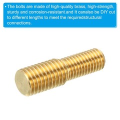 M10x20mm to M12x20mm Double End Threaded Stud Screw Bolt, 2 Pack Brass Rod Bo…