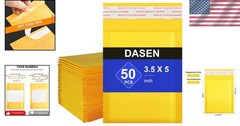 Eco-Friendly 50 Pcs Yellow Kraft Bubble Mailers 3.5×5 Inch – Reliable Protection