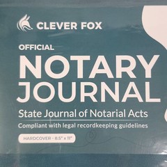 Clever Fox Official Notary Journal of Notarial Acts HC Recordkeeping Book Teal
