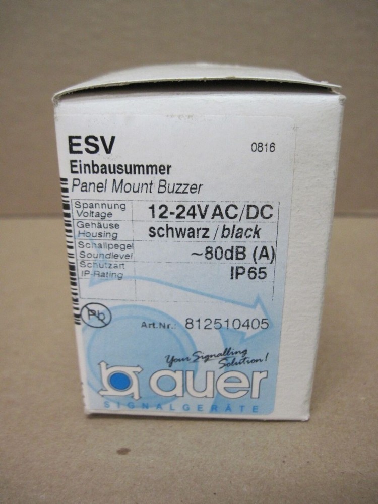 AUER 812510405 Black ESV Panel Mount Buzzer 12-24Vac/DC IP65 80dB