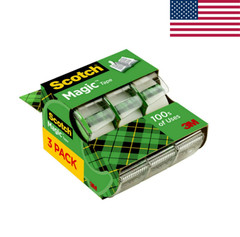 Scotch Magic Tape 3 Rolls with Dispensers Invisible Clear 3/4 x 300 Inches