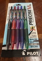 Precise V5 RT Refillable Retractable Liquid Ink Rolling Ball Pens Extra Fine x5