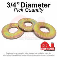 3/4″ USS Flat Washers Grade 8 Steel Zinc Yellow (Pick Quantity)