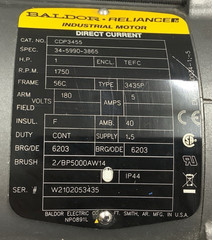 Baldor-Reliance CDP3445 34-5990-3865 Industrial DC Motor 1HP 1750RPM 180V(R103)