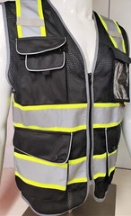 FX High Visibility Reflective BLACK OR BLUE Safety Vest w/ ID pocket FXSV8-BK