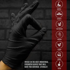 MED PRIDE Maxx Strength Nitrile Industrial Black, 8 Mil Thick – Diamond Textu…
