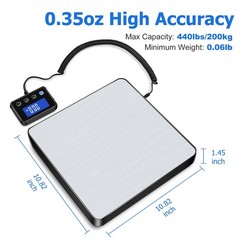 KUAIVO Shipping Scale, 440lb/0.35oz High Accurate Digital Postal Scale with H…