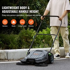 VEVOR Walk-behind Hand Push Floor Sweeper 25.6″ Width 5 Gallon Waste Container