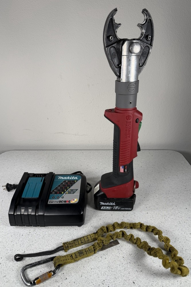 Burndy PATMD68LW, Patriot 6-Ton In-Line O/D3 Crimper, 120V, 3.0Ah