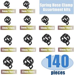 140 Spring Hose Clamps 6-22Mm Silicone Vacuum Hose Action Low Pressure Air Clip
