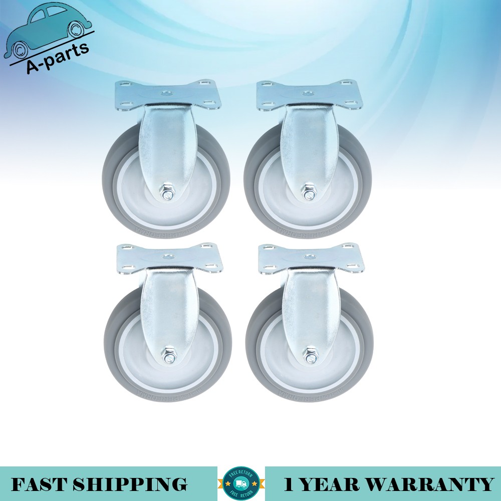 4 Pieces 1400 Pounds Heavy Duty 5″ Industrial Casters Fixed Rubber Casters Grey