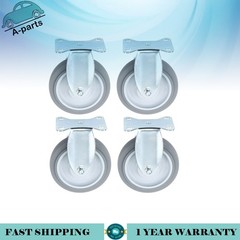 4 Pieces 1400 Pounds Heavy Duty 5″ Industrial Casters Fixed Rubber Casters Grey