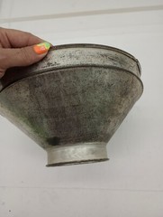 Vintage farmhouse Primitive Galvanized Steel MILK STRAINER 9.5 W X 5″ T