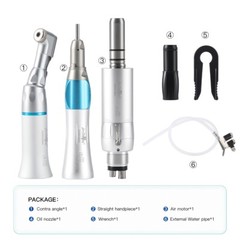 Dental Straight Latch Contra angle handpiece Air motor External Water Spray 2/4H