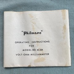 Philmore M20K Multitester 20,000 Ohms Made Japan Inwood NY Parts Box Manual VTG