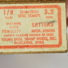 Young Brothers Gruv Grip Reversed 1/8” Steel Stamp Letters Complete Set