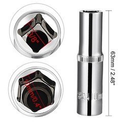 2Pcs 3/8-inch Drive 10mm Cr-V 6-Point Deep Socket New