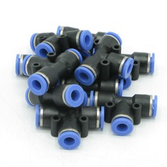 6mm (1/4 in.) Pneumatic Push in UnionTEE Fitting, Quick Connect, 10pcs