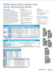 NEW Edison HPB104-3 Open Power Distribution Block, 175A, 3-pole. 600V rated.