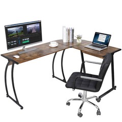 L Shaped Computer Desk L Shaped Corner Desk Laptop Study Writing Table Brown