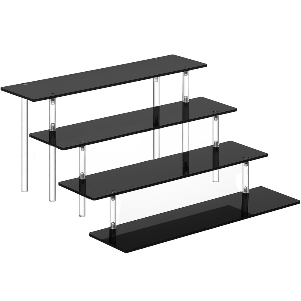 4 Tier Perfume Organizer Stand, Acrylic Risers Display Stands, 4-Tier, black