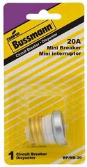3 ~Bussmann Buss 20 Amp 125V Plastic Plug Fuse Breaker Time Delay MB-20 BP/MB-20