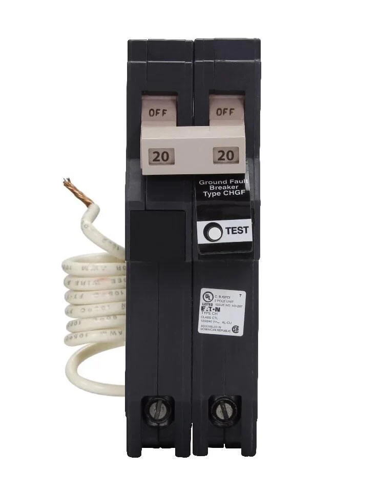 Eaton CHN220GF 20Amp Double Pole Ground Fault Circuit Breaker Cutler-Hammer